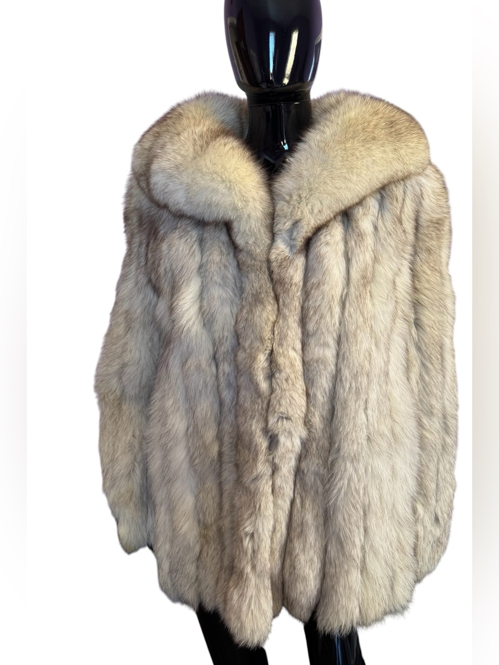 Blue fox fur coat jacket silver fox